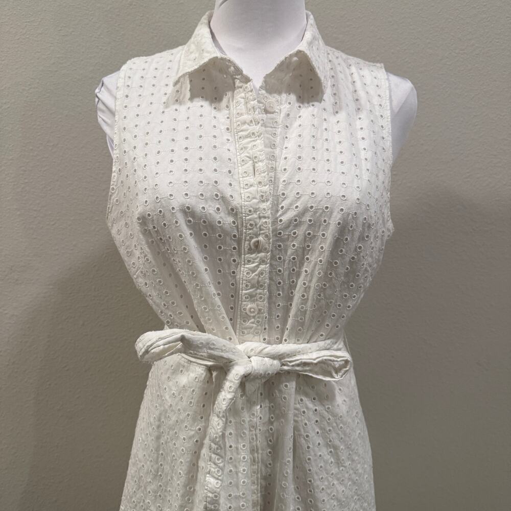 Lands End White Eyelet Tiered Midi Dress Sleeveless Cotton 6 Summer Preppy - Picture 5 of 10